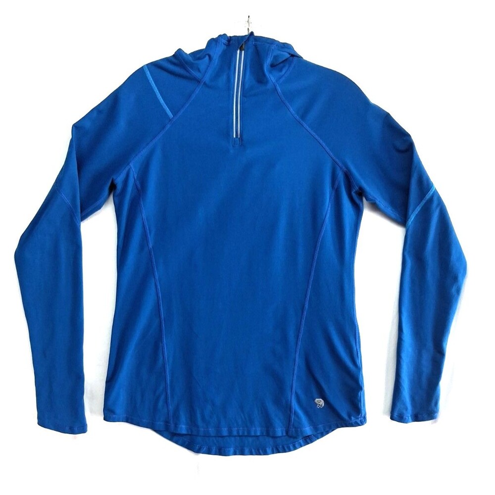 Women M/M Mountain Hardwear 1/4 Zip Base Layer Top Blue Cycling Running Hiking